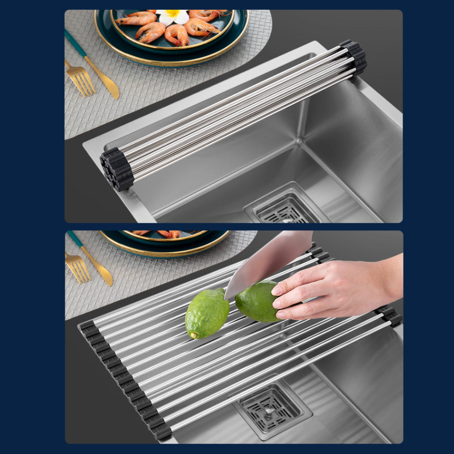 Contemporary Style Kitchen Sink Stainless Steel Noise-cancelling Design Kitchen Sink Clearhalo 'Home Improvement' 'home_improvement' 'home_improvement_kitchen_sinks' 'Kitchen Remodel & Kitchen Fixtures' 'Kitchen Sinks & Faucet Components' 'Kitchen Sinks' 'kitchen_sinks' 6496652