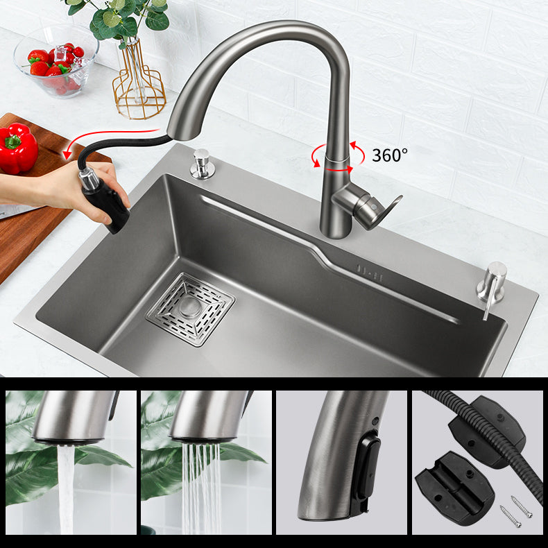 Classic Style Kitchen Sink Stainless Steel Drop-In Kitchen Sink with Drain Strainer Kit Clearhalo 'Home Improvement' 'home_improvement' 'home_improvement_kitchen_sinks' 'Kitchen Remodel & Kitchen Fixtures' 'Kitchen Sinks & Faucet Components' 'Kitchen Sinks' 'kitchen_sinks' 6496698