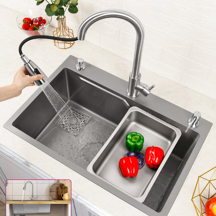 Classic Style Kitchen Sink Stainless Steel Drop-In Kitchen Sink with Drain Strainer Kit Clearhalo 'Home Improvement' 'home_improvement' 'home_improvement_kitchen_sinks' 'Kitchen Remodel & Kitchen Fixtures' 'Kitchen Sinks & Faucet Components' 'Kitchen Sinks' 'kitchen_sinks' 6496704