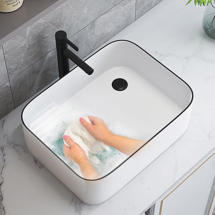 Porcelain Trough Bathroom Sink Traditional Trough Bathroom Sink With Basin Clearhalo 'Bathroom Remodel & Bathroom Fixtures' 'Bathroom Sinks & Faucet Components' 'Bathroom Sinks' 'bathroom_sink' 'Home Improvement' 'home_improvement' 'home_improvement_bathroom_sink' 6496776