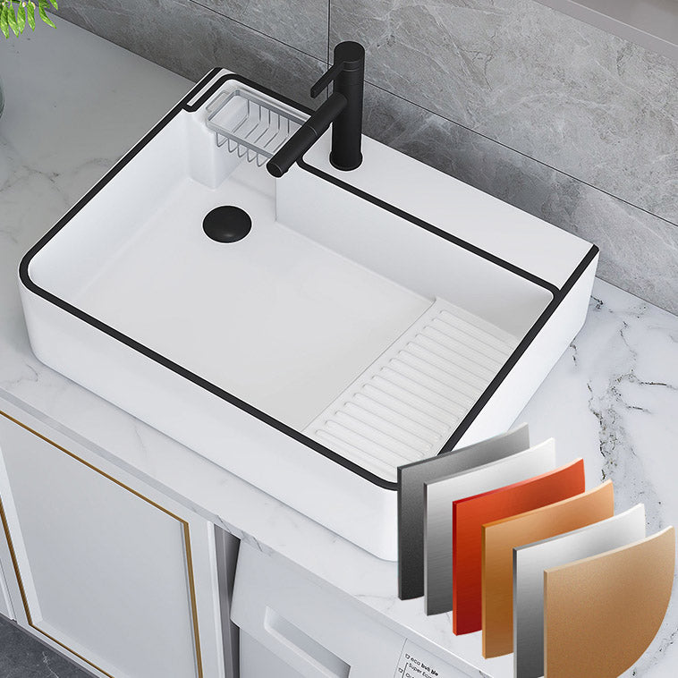 Porcelain Trough Bathroom Sink Traditional Trough Bathroom Sink With Basin Clearhalo 'Bathroom Remodel & Bathroom Fixtures' 'Bathroom Sinks & Faucet Components' 'Bathroom Sinks' 'bathroom_sink' 'Home Improvement' 'home_improvement' 'home_improvement_bathroom_sink' 6496781