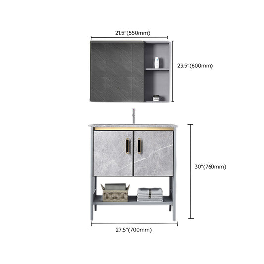 Modern Aluminium Faucet Included Bathroom Sink Vanity with Soft Close Door Clearhalo 'Bathroom Remodel & Bathroom Fixtures' 'Bathroom Vanities' 'bathroom_vanities' 'Home Improvement' 'home_improvement' 'home_improvement_bathroom_vanities' 6497154