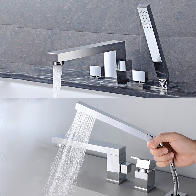 Deck Mounted Metal Freestanding Tub Filler Swivel Freestanding Faucet Clearhalo 'Bathroom Remodel & Bathroom Fixtures' 'Bathtub Faucets' 'bathtub_faucets' 'Home Improvement' 'home_improvement' 'home_improvement_bathtub_faucets' 6497235