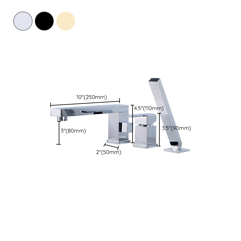 Deck Mounted Metal Freestanding Tub Filler Swivel Freestanding Faucet Clearhalo 'Bathroom Remodel & Bathroom Fixtures' 'Bathtub Faucets' 'bathtub_faucets' 'Home Improvement' 'home_improvement' 'home_improvement_bathtub_faucets' 6497251