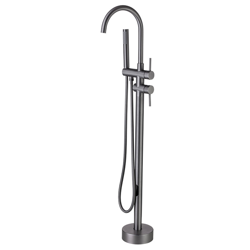 Floor Mounted Copper Freestanding Tub Filler Freestanding High Arc Tub Filler Trim Clearhalo 'Bathroom Remodel & Bathroom Fixtures' 'Bathtub Faucets' 'bathtub_faucets' 'Home Improvement' 'home_improvement' 'home_improvement_bathtub_faucets' 6497301