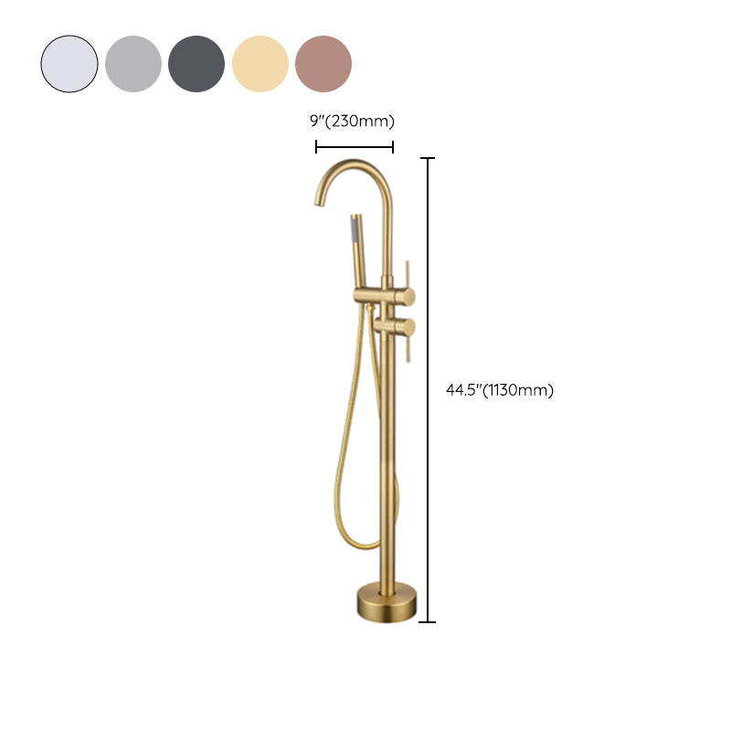 Floor Mounted Copper Freestanding Tub Filler Freestanding High Arc Tub Filler Trim Clearhalo 'Bathroom Remodel & Bathroom Fixtures' 'Bathtub Faucets' 'bathtub_faucets' 'Home Improvement' 'home_improvement' 'home_improvement_bathtub_faucets' 6497322