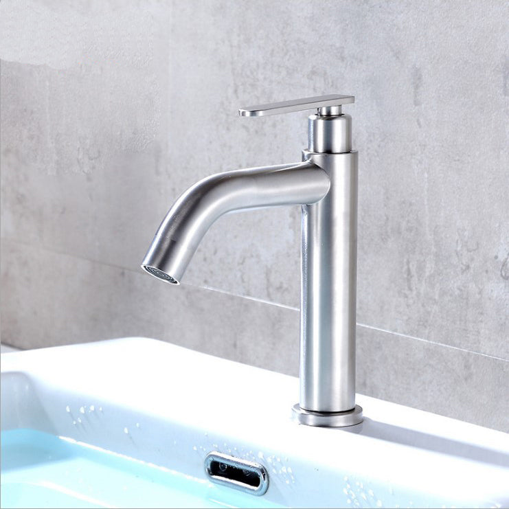 Modern Vessel Faucet Stainless Steel Low Arc Basin Lavatory Faucet Lever Handles Clearhalo 'Bathroom Remodel & Bathroom Fixtures' 'Bathroom Sink Faucets' 'Bathroom Sinks & Faucet Components' 'bathroom_sink_faucets' 'Home Improvement' 'home_improvement' 'home_improvement_bathroom_sink_faucets' 6497460