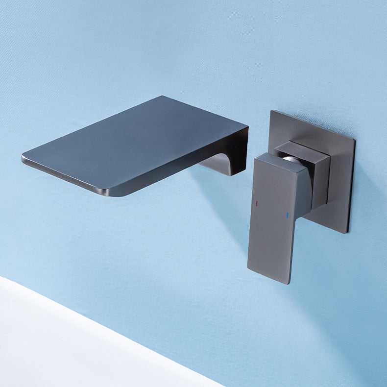 Wall Mounted Faucets Contemporary Single Handle Faucet for Bathroom Smoke Gray Clearhalo 'Bathroom Remodel & Bathroom Fixtures' 'Bathroom Sink Faucets' 'Bathroom Sinks & Faucet Components' 'bathroom_sink_faucets' 'Home Improvement' 'home_improvement' 'home_improvement_bathroom_sink_faucets' 6497492