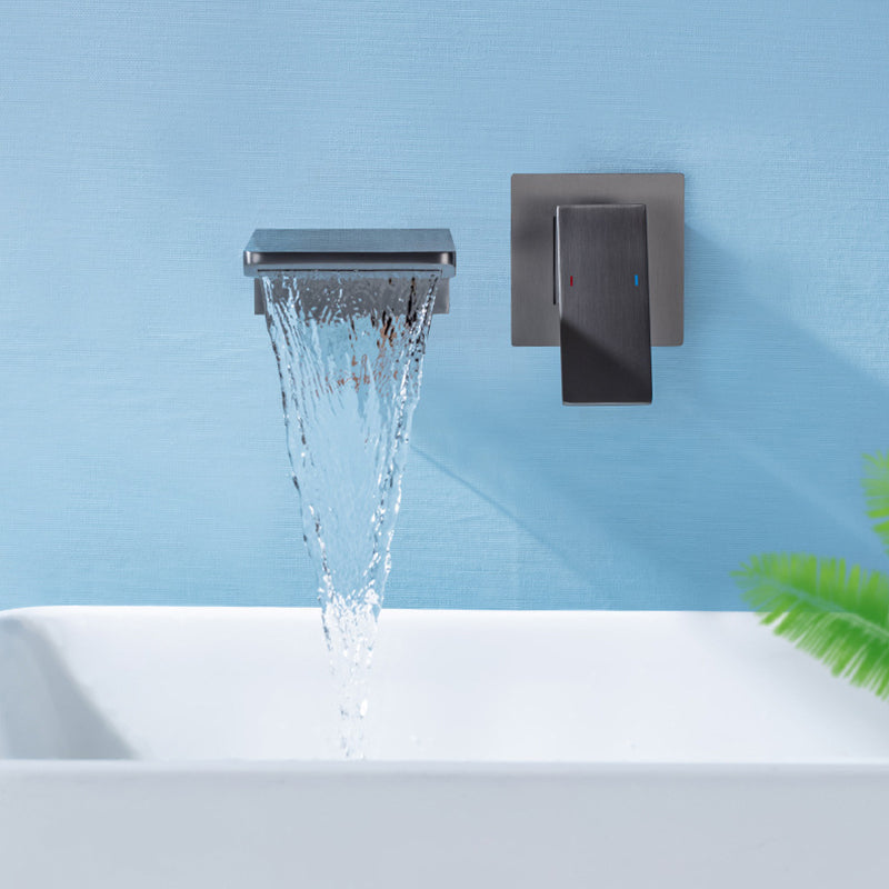 Wall Mounted Faucets Contemporary Single Handle Faucet for Bathroom Clearhalo 'Bathroom Remodel & Bathroom Fixtures' 'Bathroom Sink Faucets' 'Bathroom Sinks & Faucet Components' 'bathroom_sink_faucets' 'Home Improvement' 'home_improvement' 'home_improvement_bathroom_sink_faucets' 6497495