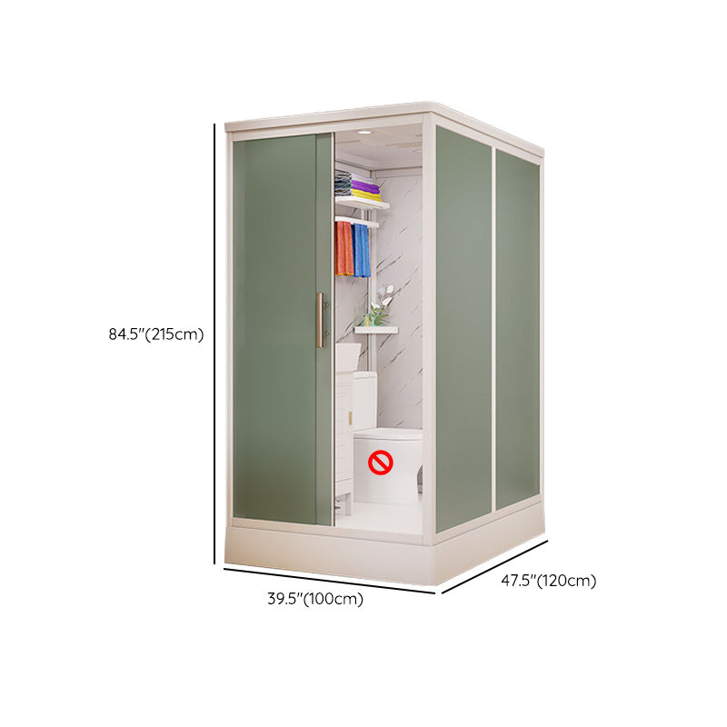 Frosted Glass Shower Enclosure Framed Single Sliding Shower Enclosure in White Clearhalo 'Bathroom Remodel & Bathroom Fixtures' 'Home Improvement' 'home_improvement' 'home_improvement_shower_stalls_enclosures' 'Shower Stalls & Enclosures' 'shower_stalls_enclosures' 'Showers & Bathtubs' 6498348