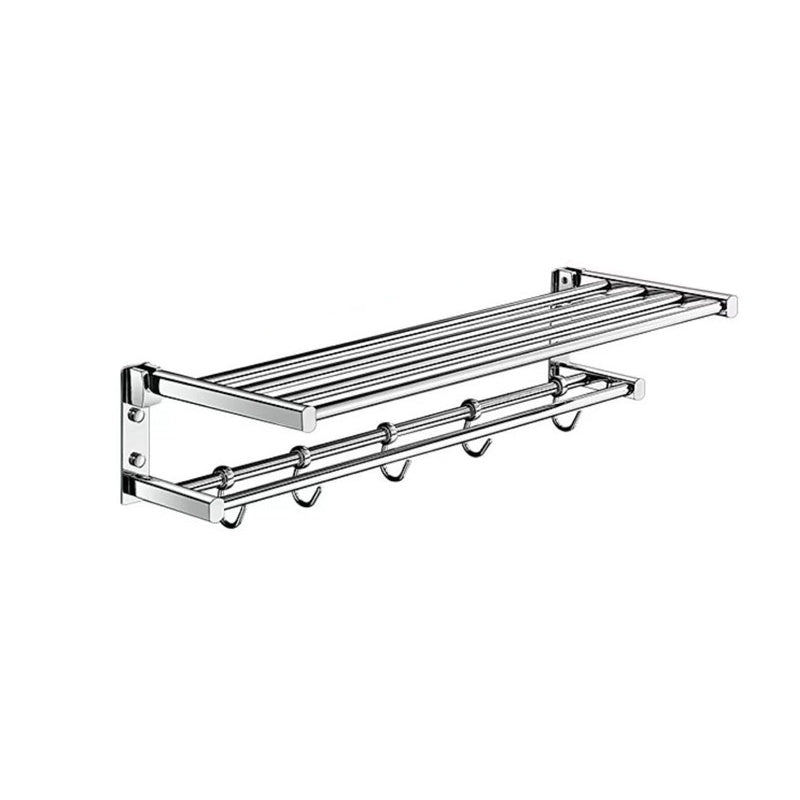 Polished Chrome Modern Bathroom Accessory Set Silver Towel Bar/Bath Shelf Clearhalo 'Bathroom Hardware Sets' 'Bathroom Hardware' 'Bathroom Remodel & Bathroom Fixtures' 'bathroom_hardware_sets' 'Home Improvement' 'home_improvement' 'home_improvement_bathroom_hardware_sets' 6498414