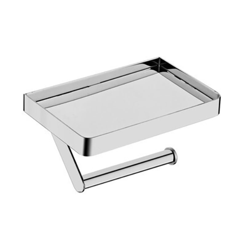 Polished Chrome Modern Bathroom Accessory Set Silver Towel Bar/Bath Shelf Toilet Paper Holder Clearhalo 'Bathroom Hardware Sets' 'Bathroom Hardware' 'Bathroom Remodel & Bathroom Fixtures' 'bathroom_hardware_sets' 'Home Improvement' 'home_improvement' 'home_improvement_bathroom_hardware_sets' 6498423