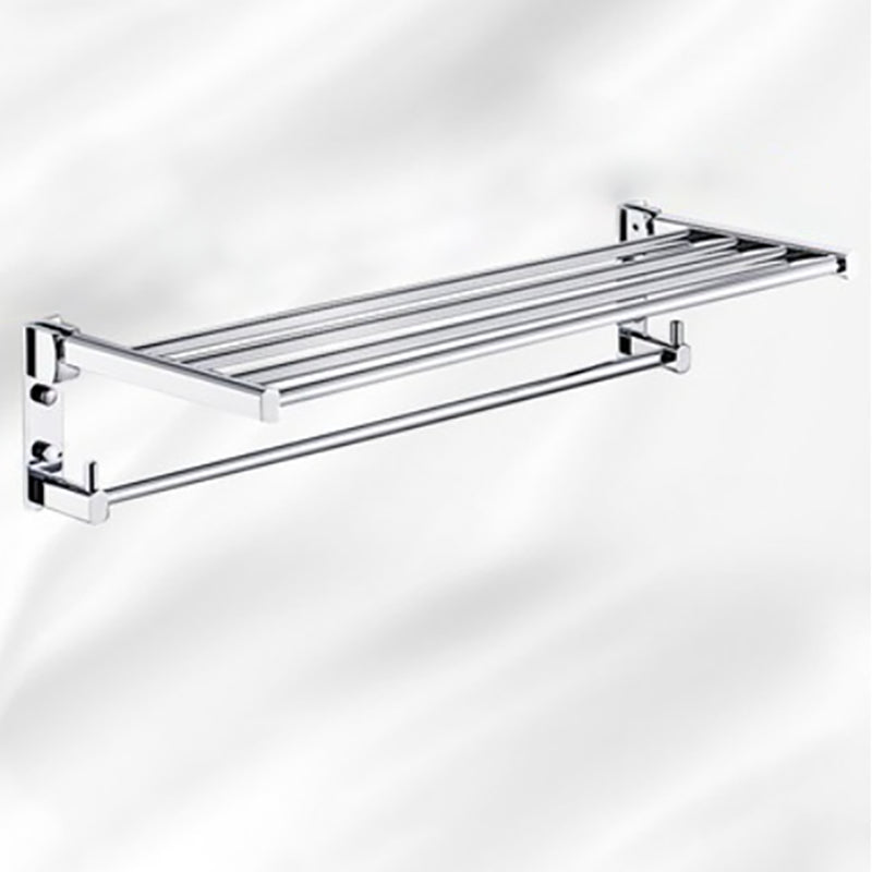 Polished Chrome Modern Bathroom Accessory Set Silver Towel Bar/Bath Shelf Clearhalo 'Bathroom Hardware Sets' 'Bathroom Hardware' 'Bathroom Remodel & Bathroom Fixtures' 'bathroom_hardware_sets' 'Home Improvement' 'home_improvement' 'home_improvement_bathroom_hardware_sets' 6498428