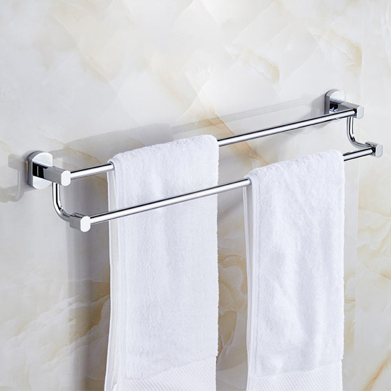 Polished Chrome Modern Bathroom Accessory Set Silver Towel Bar/Bath Shelf Clearhalo 'Bathroom Hardware Sets' 'Bathroom Hardware' 'Bathroom Remodel & Bathroom Fixtures' 'bathroom_hardware_sets' 'Home Improvement' 'home_improvement' 'home_improvement_bathroom_hardware_sets' 6498434