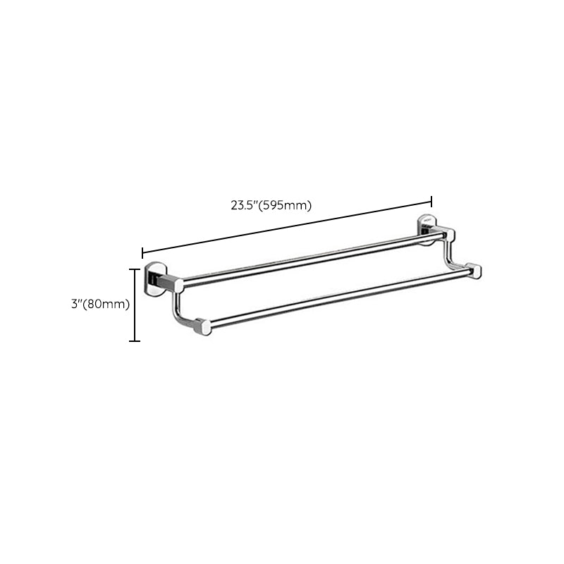 Polished Chrome Modern Bathroom Accessory Set Silver Towel Bar/Bath Shelf Clearhalo 'Bathroom Hardware Sets' 'Bathroom Hardware' 'Bathroom Remodel & Bathroom Fixtures' 'bathroom_hardware_sets' 'Home Improvement' 'home_improvement' 'home_improvement_bathroom_hardware_sets' 6498439