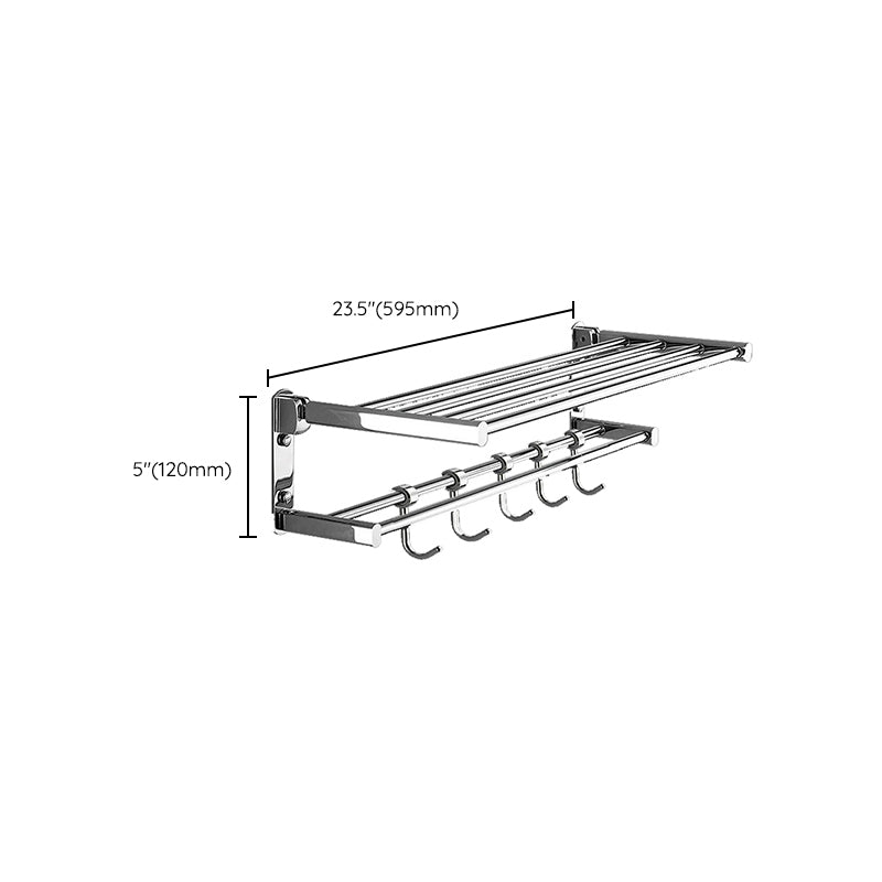 Polished Chrome Modern Bathroom Accessory Set Silver Towel Bar/Bath Shelf Clearhalo 'Bathroom Hardware Sets' 'Bathroom Hardware' 'Bathroom Remodel & Bathroom Fixtures' 'bathroom_hardware_sets' 'Home Improvement' 'home_improvement' 'home_improvement_bathroom_hardware_sets' 6498454