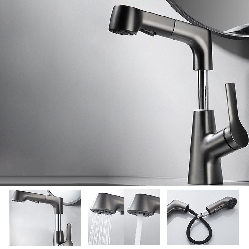 Modern Solid Color Faucet Metal Centerset Lavatory Faucet for Bathroom Grey Clearhalo 'Bathroom Remodel & Bathroom Fixtures' 'Bathroom Sink Faucets' 'Bathroom Sinks & Faucet Components' 'bathroom_sink_faucets' 'Home Improvement' 'home_improvement' 'home_improvement_bathroom_sink_faucets' 6502410