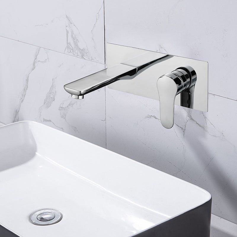 Contemporary Faucet Wall Mounted Single Lever Handle Vessel Sink Faucet Clearhalo 'Bathroom Remodel & Bathroom Fixtures' 'Bathroom Sink Faucets' 'Bathroom Sinks & Faucet Components' 'bathroom_sink_faucets' 'Home Improvement' 'home_improvement' 'home_improvement_bathroom_sink_faucets' 6502436
