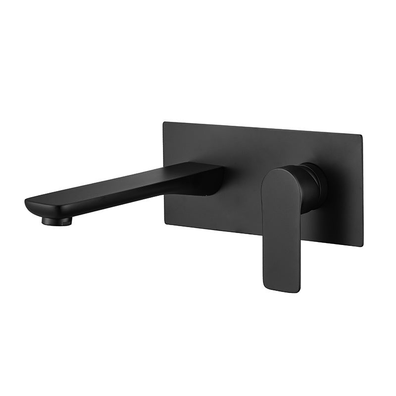 Contemporary Faucet Wall Mounted Single Lever Handle Vessel Sink Faucet Black Clearhalo 'Bathroom Remodel & Bathroom Fixtures' 'Bathroom Sink Faucets' 'Bathroom Sinks & Faucet Components' 'bathroom_sink_faucets' 'Home Improvement' 'home_improvement' 'home_improvement_bathroom_sink_faucets' 6502441