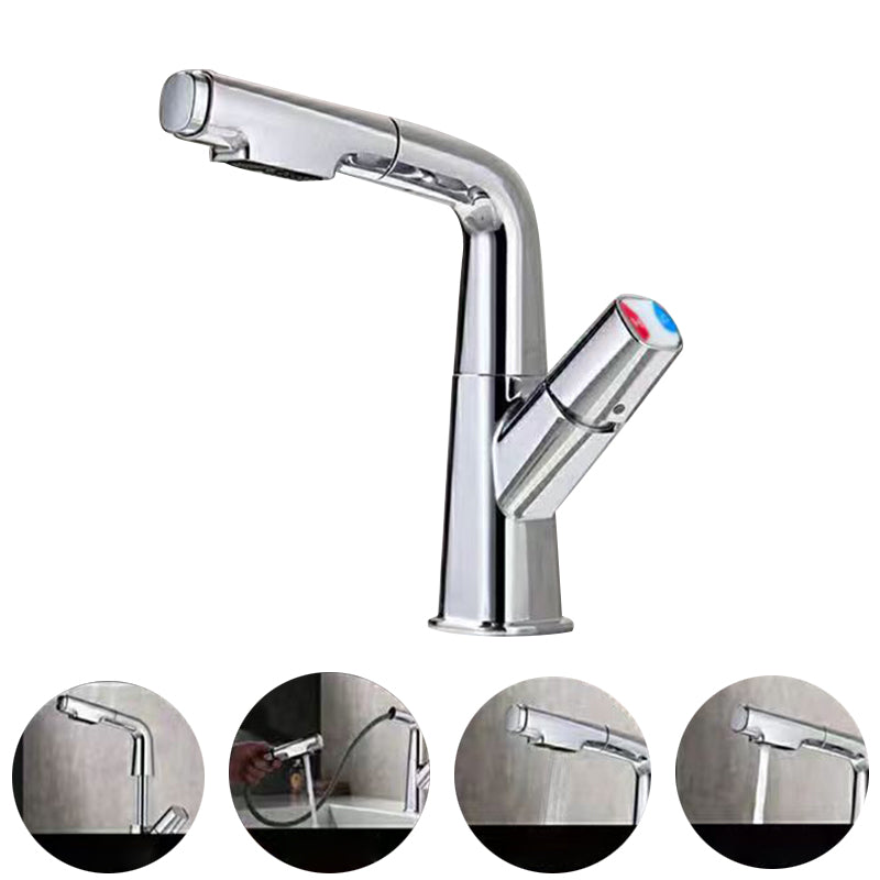 Rotatable Modern Sink Faucet Knob Handle Faucet for Bathroom Silvery White Clearhalo 'bathroom_sink_faucets' 'Conjunta de Baño y Conjunta de Grifo' 'Coronamiento de Baño y Dispositivo de Baño' 'Grifo del lavabo del baño' 'Hogar' 'home_improvement' 'home_improvement_bathroom_sink_faucets' 'Mejoras para el hogar' 6502452