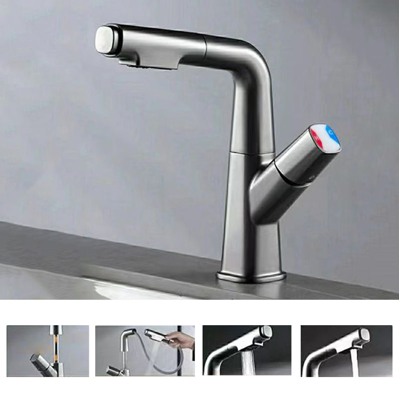 Rotatable Modern Sink Faucet Knob Handle Faucet for Bathroom Plata Gris Clearhalo 'bathroom_sink_faucets' 'Conjunta de Baño y Conjunta de Grifo' 'Coronamiento de Baño y Dispositivo de Baño' 'Grifo del lavabo del baño' 'Hogar' 'home_improvement' 'home_improvement_bathroom_sink_faucets' 'Mejoras para el hogar' 6502454