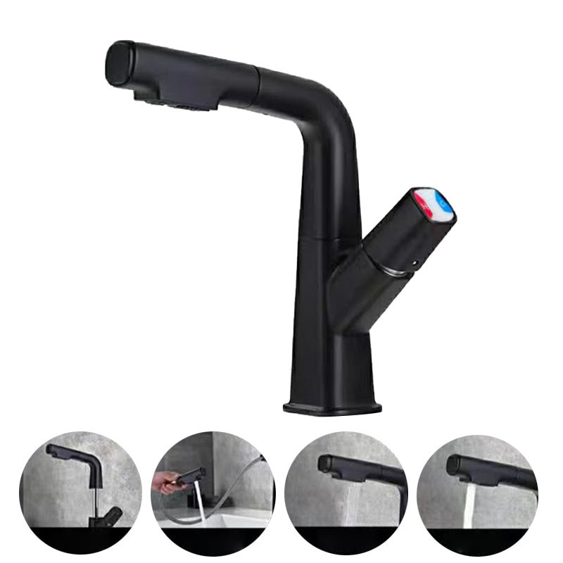 Rotatable Modern Sink Faucet Knob Handle Faucet for Bathroom Negro Clearhalo 'bathroom_sink_faucets' 'Conjunta de Baño y Conjunta de Grifo' 'Coronamiento de Baño y Dispositivo de Baño' 'Grifo del lavabo del baño' 'Hogar' 'home_improvement' 'home_improvement_bathroom_sink_faucets' 'Mejoras para el hogar' 6502456