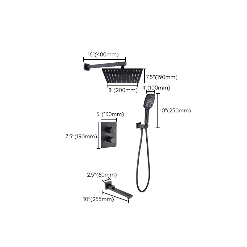 Modern Shower Set Brass Temperature Control Ceiling Mounted Shower System Clearhalo 'Bathroom Remodel & Bathroom Fixtures' 'Home Improvement' 'home_improvement' 'home_improvement_shower_faucets' 'Shower Faucets & Systems' 'shower_faucets' 'Showers & Bathtubs Plumbing' 'Showers & Bathtubs' 6502696