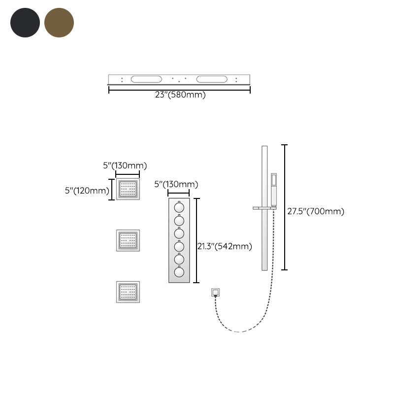 Modern Shower System Brass Slide Bar Included Ceiling Mounted Shower Head Combo Clearhalo 'Bathroom Remodel & Bathroom Fixtures' 'Home Improvement' 'home_improvement' 'home_improvement_shower_faucets' 'Shower Faucets & Systems' 'shower_faucets' 'Showers & Bathtubs Plumbing' 'Showers & Bathtubs' 6502726