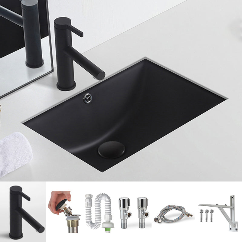 Black Undermount Vanity Sink Modern Porcelain Undermount Vanity Sink 17"L x 12"W x 6"H Sink with Faucet Clearhalo 'Bathroom Remodel & Bathroom Fixtures' 'Bathroom Sinks & Faucet Components' 'Bathroom Sinks' 'bathroom_sink' 'Home Improvement' 'home_improvement' 'home_improvement_bathroom_sink' 6502821