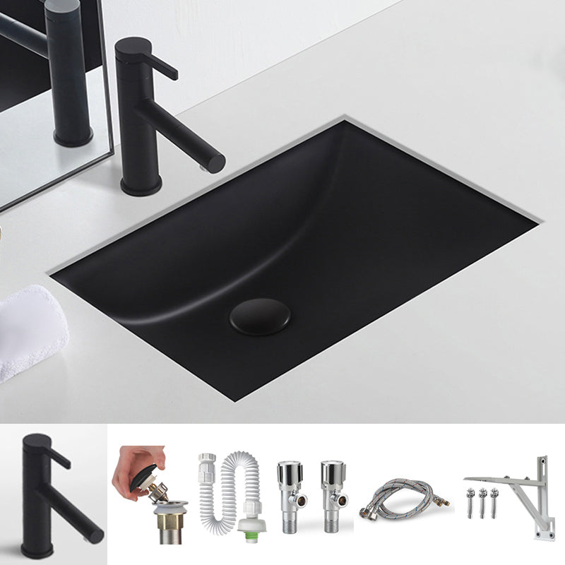 Black Undermount Vanity Sink Modern Porcelain Undermount Vanity Sink 19"L x 13"W x 6"H Sink with Faucet Clearhalo 'Bathroom Remodel & Bathroom Fixtures' 'Bathroom Sinks & Faucet Components' 'Bathroom Sinks' 'bathroom_sink' 'Home Improvement' 'home_improvement' 'home_improvement_bathroom_sink' 6502823