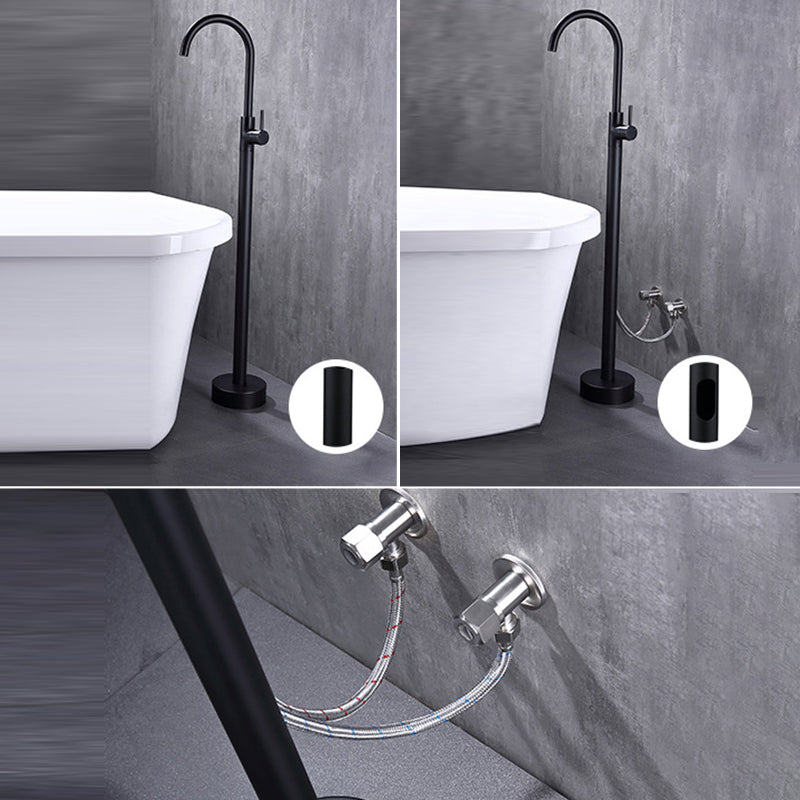 Floor Mounted Metal Freestanding Tub Filler High Arc Freestanding Faucet Clearhalo 'Bathroom Remodel & Bathroom Fixtures' 'Bathtub Faucets' 'bathtub_faucets' 'Home Improvement' 'home_improvement' 'home_improvement_bathtub_faucets' 6503010