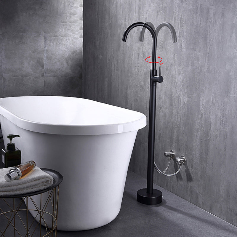 Floor Mounted Metal Freestanding Tub Filler High Arc Freestanding Faucet Clearhalo 'Bathroom Remodel & Bathroom Fixtures' 'Bathtub Faucets' 'bathtub_faucets' 'Home Improvement' 'home_improvement' 'home_improvement_bathtub_faucets' 6503013