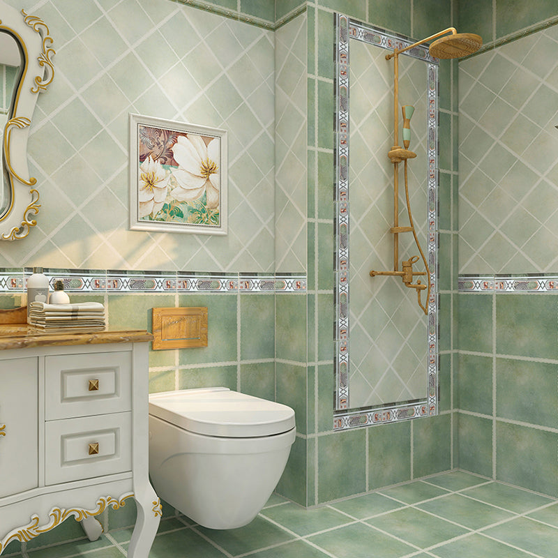 Square Ceramic Matte Straight Edge Singular Tile Vintage Bathroom Floor Green 165 Pieces Clearhalo 'Floor Tiles & Wall Tiles' 'floor_tiles_wall_tiles' 'Flooring 'Home Improvement' 'home_improvement' 'home_improvement_floor_tiles_wall_tiles' Walls and Ceiling' 6503322