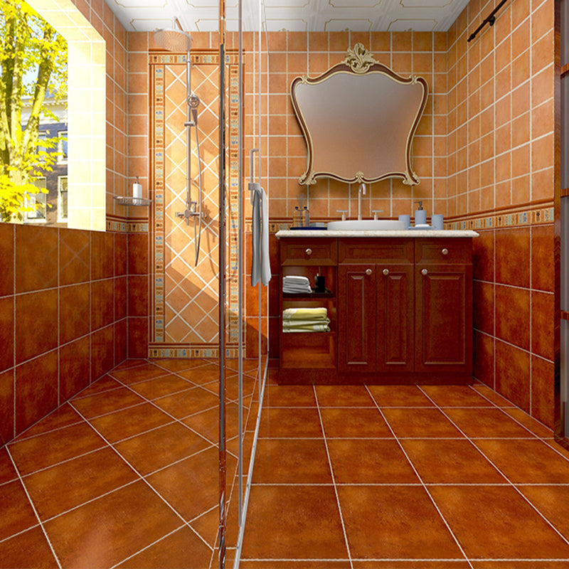 Square Ceramic Matte Straight Edge Singular Tile Vintage Bathroom Floor Brown 165 Pieces Clearhalo 'Floor Tiles & Wall Tiles' 'floor_tiles_wall_tiles' 'Flooring 'Home Improvement' 'home_improvement' 'home_improvement_floor_tiles_wall_tiles' Walls and Ceiling' 6503326