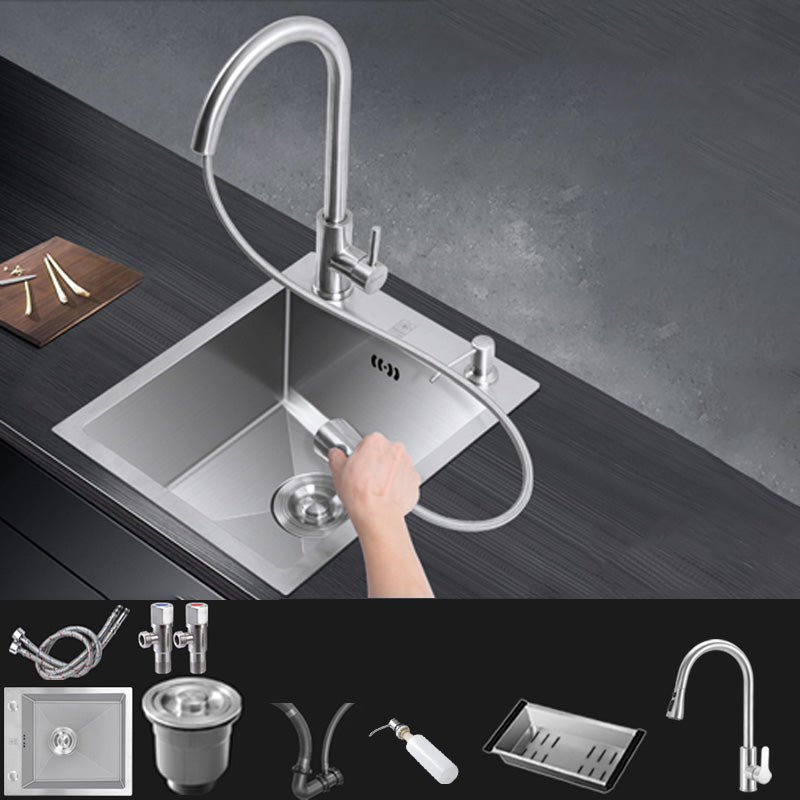 Modern Style Kitchen Sink Stainless Steel Drop-In Kitchen Sink Sink with Faucet Pull Out Faucet Clearhalo 'Home Improvement' 'home_improvement' 'home_improvement_kitchen_sinks' 'Kitchen Remodel & Kitchen Fixtures' 'Kitchen Sinks & Faucet Components' 'Kitchen Sinks' 'kitchen_sinks' 6503853