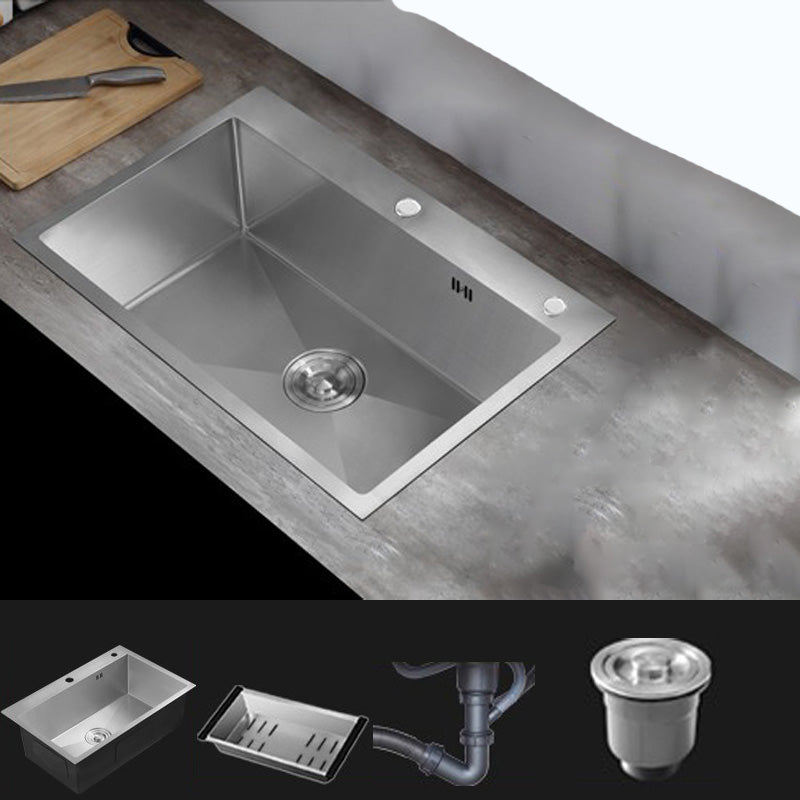 Modern Style Kitchen Sink Stainless Steel Drop-In Kitchen Sink 18"L x 16"W x 9"H Sink Only None Clearhalo 'Home Improvement' 'home_improvement' 'home_improvement_kitchen_sinks' 'Kitchen Remodel & Kitchen Fixtures' 'Kitchen Sinks & Faucet Components' 'Kitchen Sinks' 'kitchen_sinks' 6503857