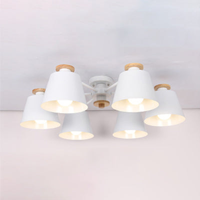 Bucket Shade Hanging Light Multi-Head Metal Chandelier for Kindergarten Foyer 6 White Clearhalo 'Ceiling Lights' 'Chandeliers' Lighting' options 65040_07e018fc-d2c2-4d1f-88ce-3a3c1a91821f