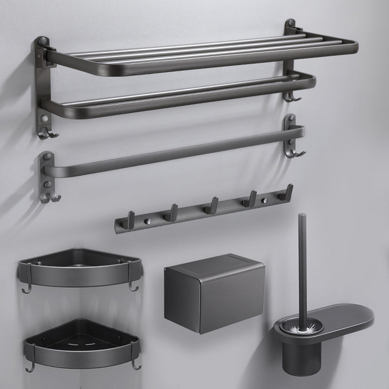 Modern Bathroom Hardware Set Towel Bar Grey Bath Shelf Bathroom Set Clearhalo 'Bathroom Hardware Sets' 'Bathroom Hardware' 'Bathroom Remodel & Bathroom Fixtures' 'bathroom_hardware_sets' 'Home Improvement' 'home_improvement' 'home_improvement_bathroom_hardware_sets' 6506538