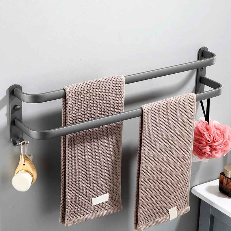 Modern Bathroom Hardware Set Towel Bar Grey Bath Shelf Bathroom Set Clearhalo 'Bathroom Hardware Sets' 'Bathroom Hardware' 'Bathroom Remodel & Bathroom Fixtures' 'bathroom_hardware_sets' 'Home Improvement' 'home_improvement' 'home_improvement_bathroom_hardware_sets' 6506541