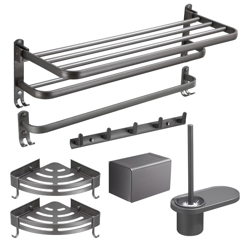 Modern Bathroom Hardware Set Towel Bar Grey Bath Shelf Bathroom Set Clearhalo 'Bathroom Hardware Sets' 'Bathroom Hardware' 'Bathroom Remodel & Bathroom Fixtures' 'bathroom_hardware_sets' 'Home Improvement' 'home_improvement' 'home_improvement_bathroom_hardware_sets' 6506545