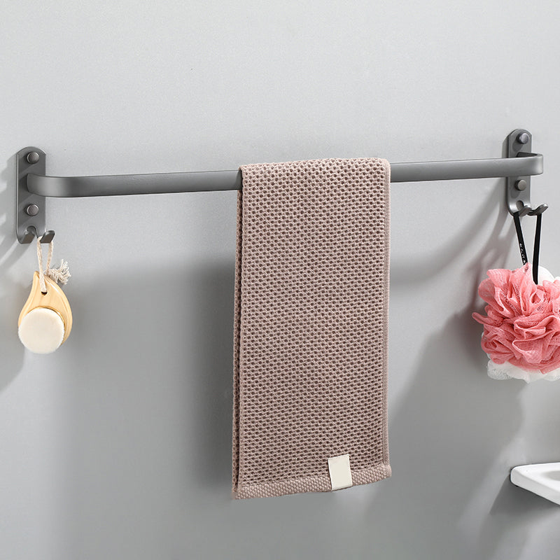 Modern Bathroom Hardware Set Towel Bar Grey Bath Shelf Bathroom Set Towel Bar (Single Rod) Clearhalo 'Bathroom Hardware Sets' 'Bathroom Hardware' 'Bathroom Remodel & Bathroom Fixtures' 'bathroom_hardware_sets' 'Home Improvement' 'home_improvement' 'home_improvement_bathroom_hardware_sets' 6506559