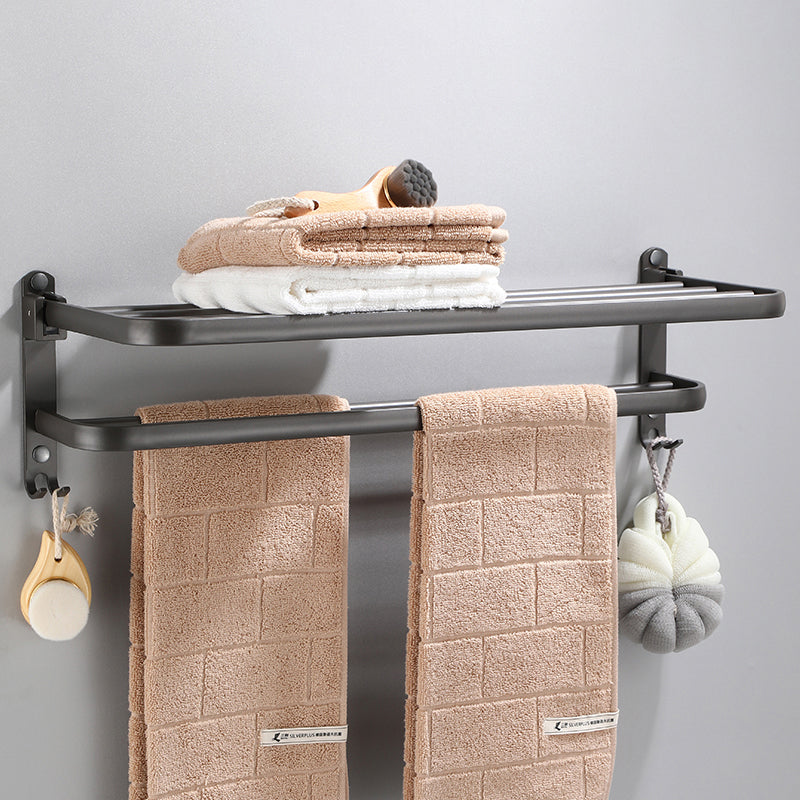 Modern Bathroom Hardware Set Towel Bar Grey Bath Shelf Bathroom Set Towel Rack Clearhalo 'Bathroom Hardware Sets' 'Bathroom Hardware' 'Bathroom Remodel & Bathroom Fixtures' 'bathroom_hardware_sets' 'Home Improvement' 'home_improvement' 'home_improvement_bathroom_hardware_sets' 6506564