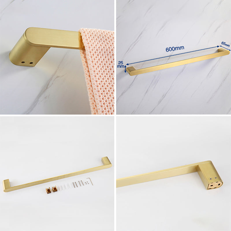 Modern Bathroom Hardware Set Gold Towel Bar Bath Hardware Set Clearhalo 'Bathroom Hardware Sets' 'Bathroom Hardware' 'Bathroom Remodel & Bathroom Fixtures' 'bathroom_hardware_sets' 'Home Improvement' 'home_improvement' 'home_improvement_bathroom_hardware_sets' 6506682