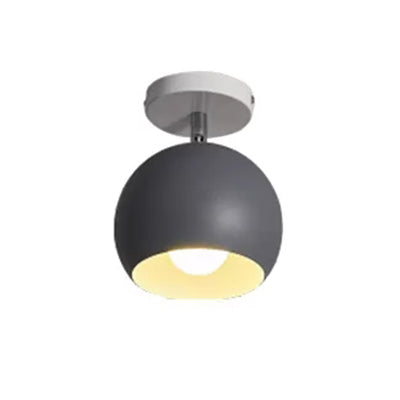 Rotatable Macaron Style Ceiling Light Sphere Shade 1 Light Metal Flush Mount Light for Hallway Grey Clearhalo 'Ceiling Lights' 'Close To Ceiling Lights' 'Close to ceiling' 'Semi-flushmount' Lighting' 65068