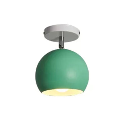 Rotatable Macaron Style Ceiling Light Sphere Shade 1 Light Metal Flush Mount Light for Hallway Light Green Clearhalo 'Ceiling Lights' 'Close To Ceiling Lights' 'Close to ceiling' 'Semi-flushmount' Lighting' 65073