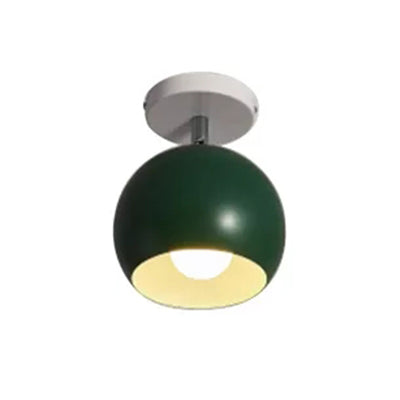 Rotatable Macaron Style Ceiling Light Sphere Shade 1 Light Metal Flush Mount Light for Hallway Green Clearhalo 'Ceiling Lights' 'Close To Ceiling Lights' 'Close to ceiling' 'Semi-flushmount' Lighting' 65074