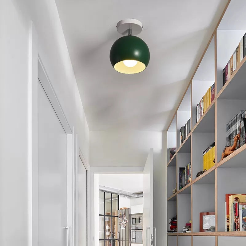 Rotatable Macaron Style Ceiling Light Sphere Shade 1 Light Metal Flush Mount Light for Hallway Clearhalo 'Ceiling Lights' 'Close To Ceiling Lights' 'Close to ceiling' 'Semi-flushmount' Lighting' 65075