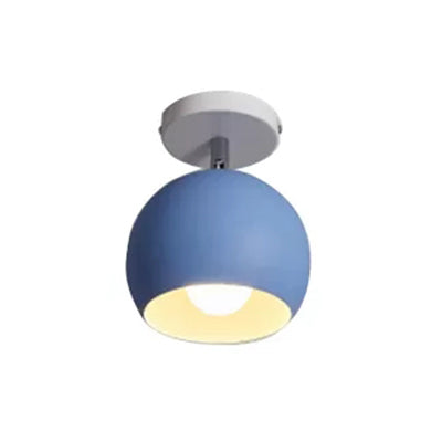 Rotatable Macaron Style Ceiling Light Sphere Shade 1 Light Metal Flush Mount Light for Hallway Blue Clearhalo 'Ceiling Lights' 'Close To Ceiling Lights' 'Close to ceiling' 'Semi-flushmount' Lighting' 65076