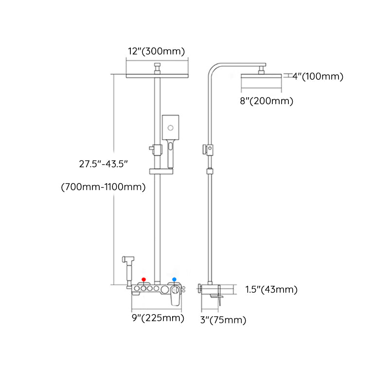 Contemporary Shower System Slide Bar Adjustable Shower Head Wall Mounted Shower Set Clearhalo 'Bathroom Remodel & Bathroom Fixtures' 'Home Improvement' 'home_improvement' 'home_improvement_shower_faucets' 'Shower Faucets & Systems' 'shower_faucets' 'Showers & Bathtubs Plumbing' 'Showers & Bathtubs' 6508729