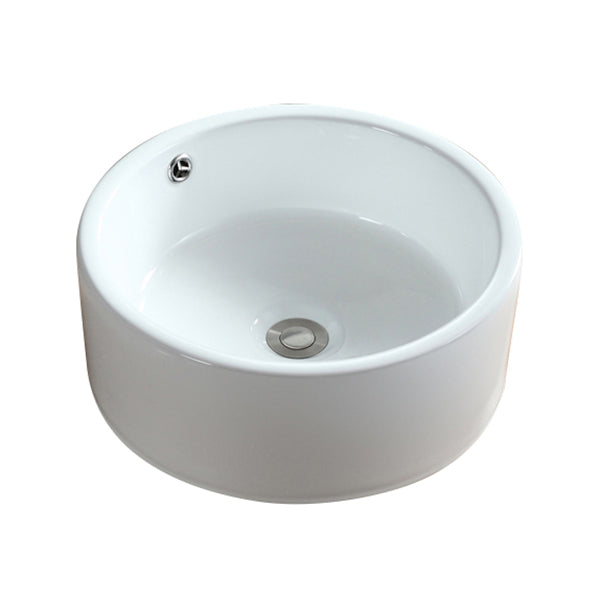 Modern Bathroom Sink Pop-Up Drain Porcelain Round Vessel Sink 14.4"L x 14.4"W x 5.9"H Clearhalo 'Bathroom Remodel & Bathroom Fixtures' 'Bathroom Sinks & Faucet Components' 'Bathroom Sinks' 'bathroom_sink' 'Home Improvement' 'home_improvement' 'home_improvement_bathroom_sink' 6508737